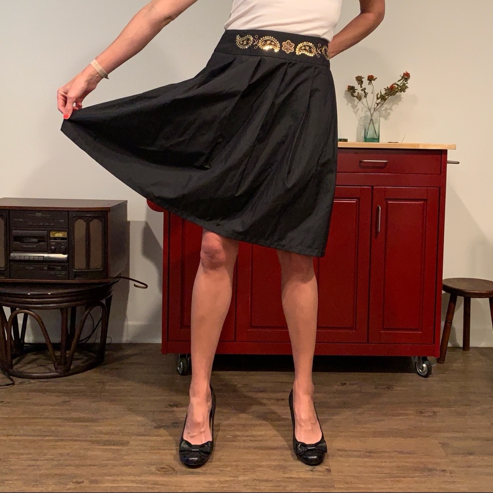 Anthropologie Cocktail Skirt with Gold Sequins